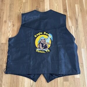 Pro Rider Leather Motorcycle Vest Eagle Beats